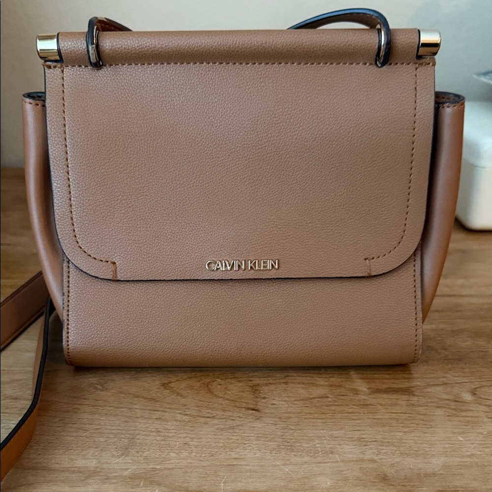 Calvin Klein Tan Crossbody Bag with Gold Hardware